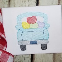 Truck with Hearts Embroidery Design - Sketch Stitch